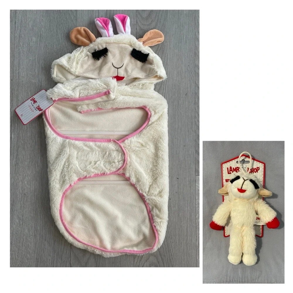 NEW Cute Lamb Chop w/ Bunny Ears Fluffy Dog Costume & Squeak Toy - Size XL